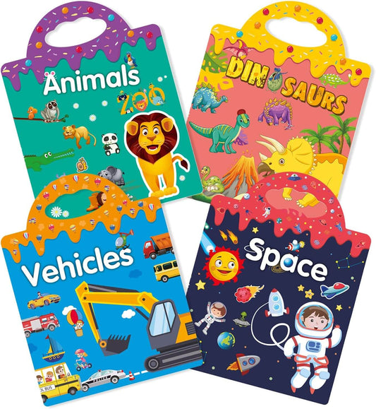 Reusable Sticker Book (Animals, Dinosaurs, Space, Vehicles)